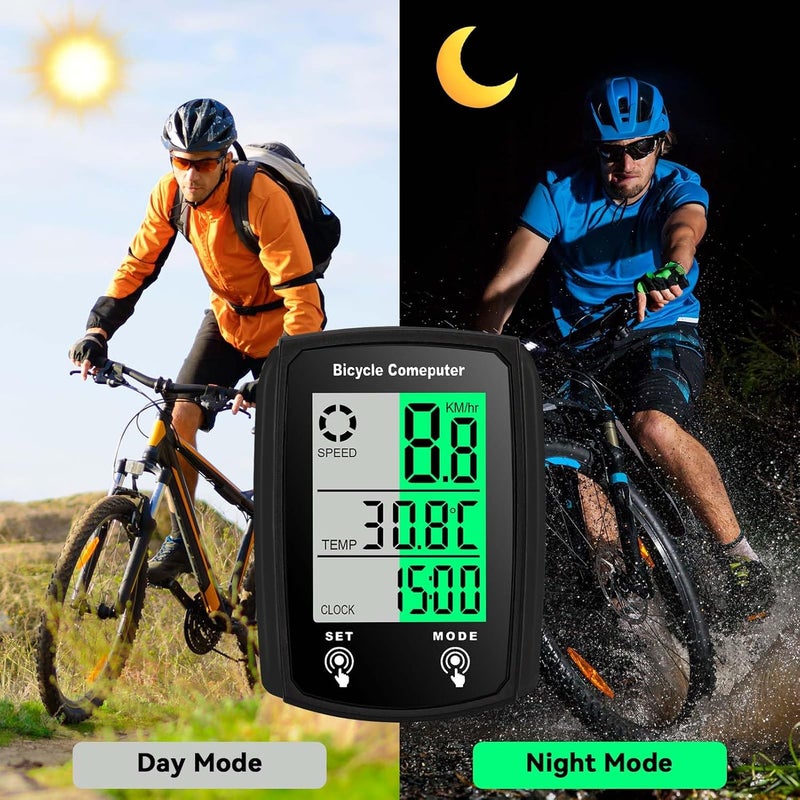 Frdhee Bike Computer Wired, Bicycle Odometer Wired MPH KM/H Bike Speedometer Waterproof Bike Odometer with Touch Sensor Switch, Big Digital LCD Screen, Automatic Wake-up - Image 2